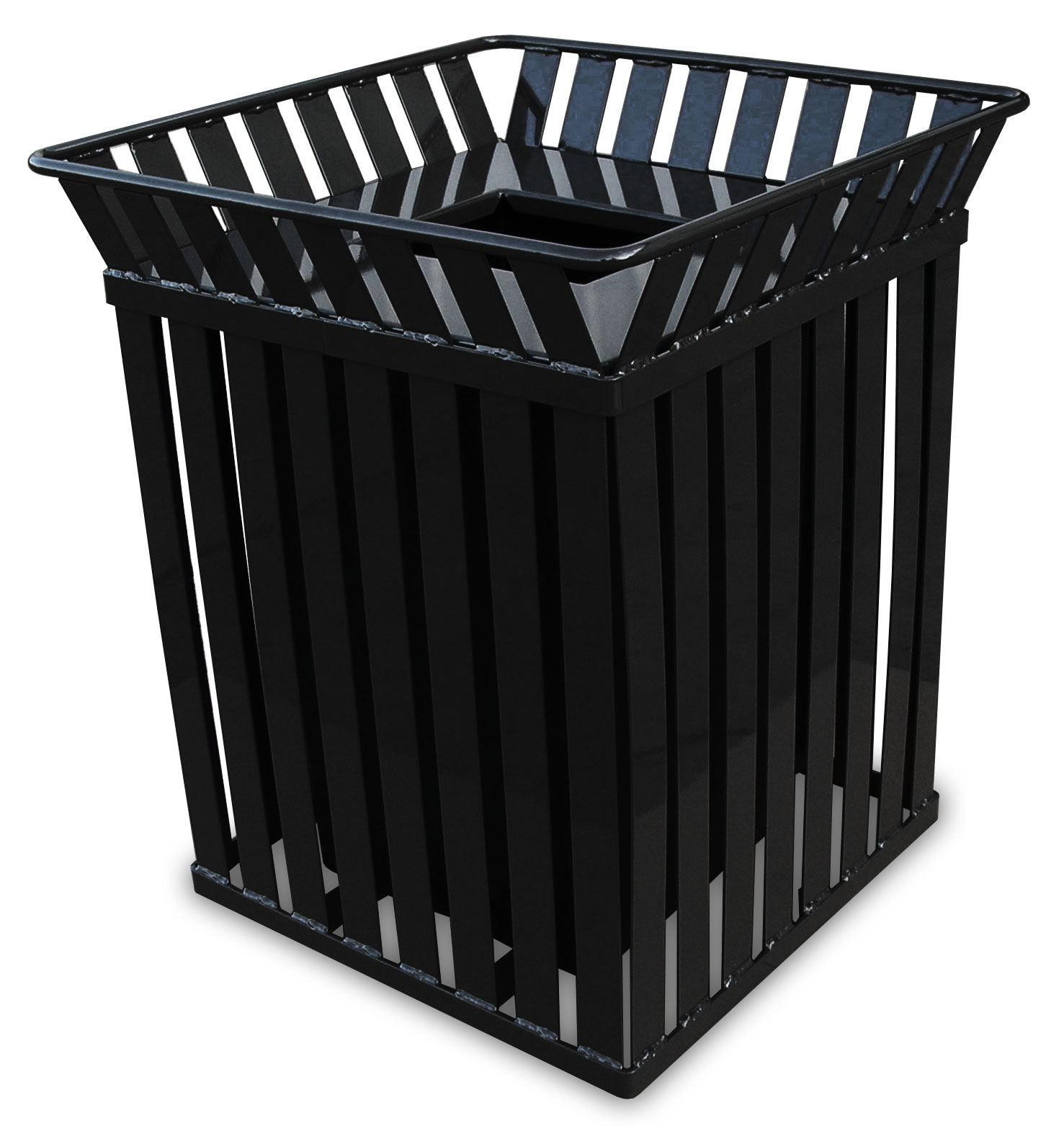 Trash receptacle with flat top, Outdoor