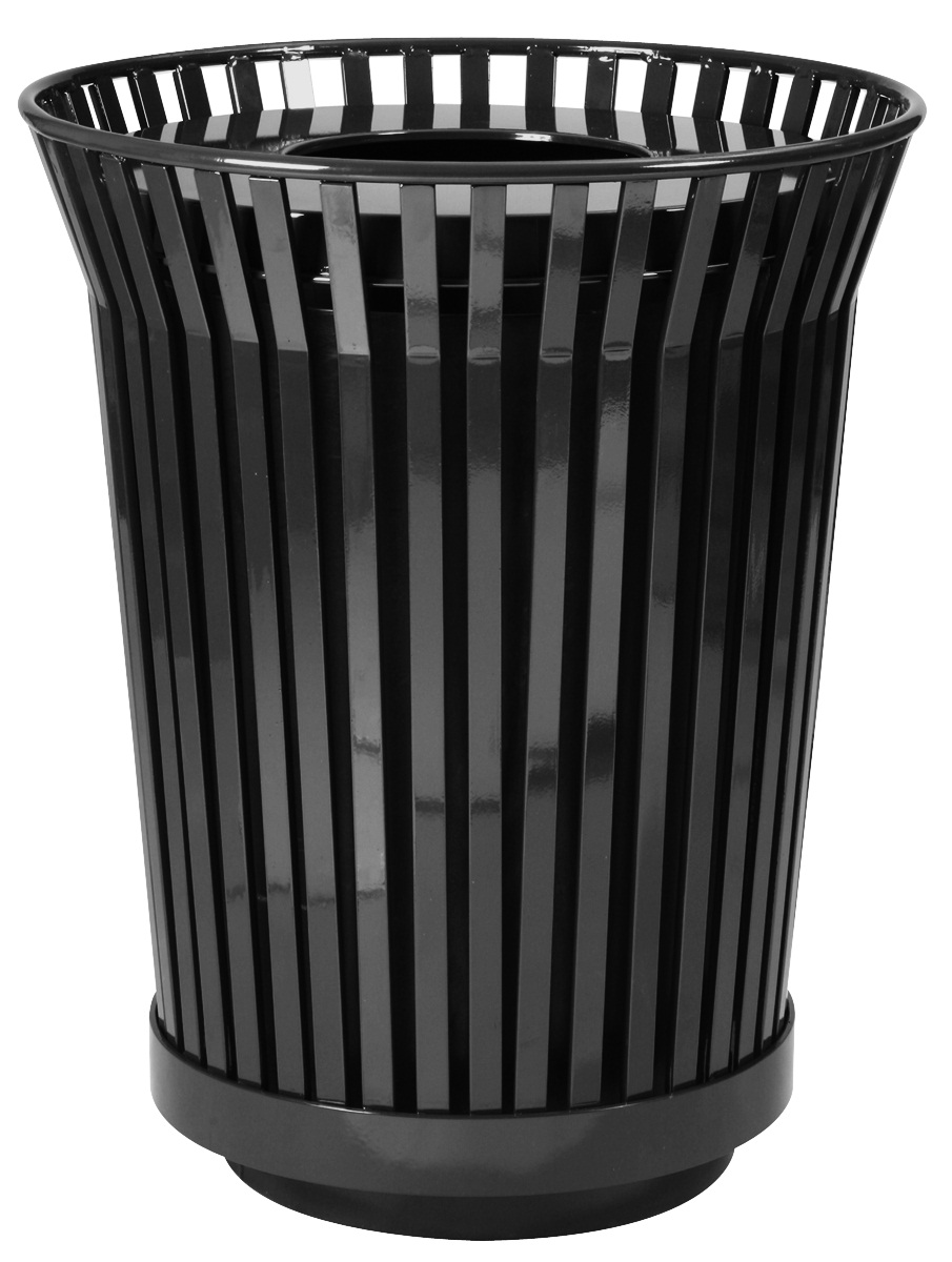 Trash receptacle and flat top lid, Outdoor